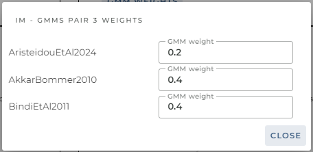 ground motion model weights for PGV